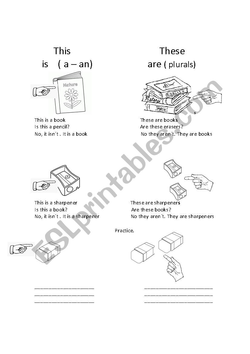 Demonstratives and school supplies