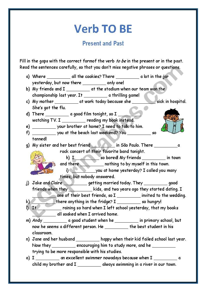 To Be Present and Past worksheet