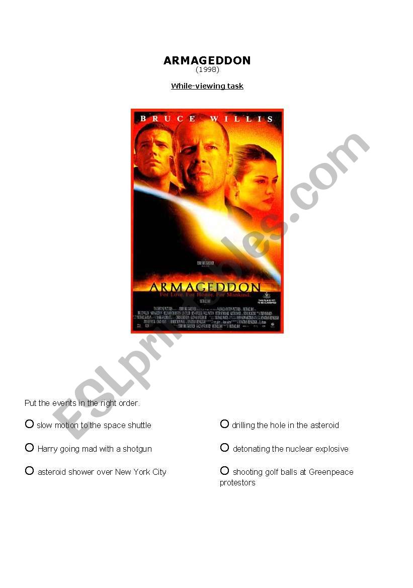 Armageddon (1998) - While-viewing task
