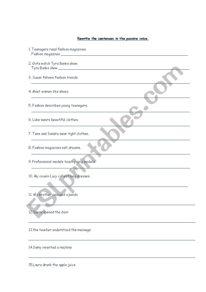 Passive voice worksheet