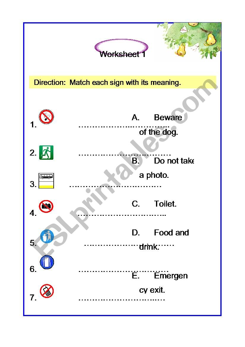 signs1 worksheet