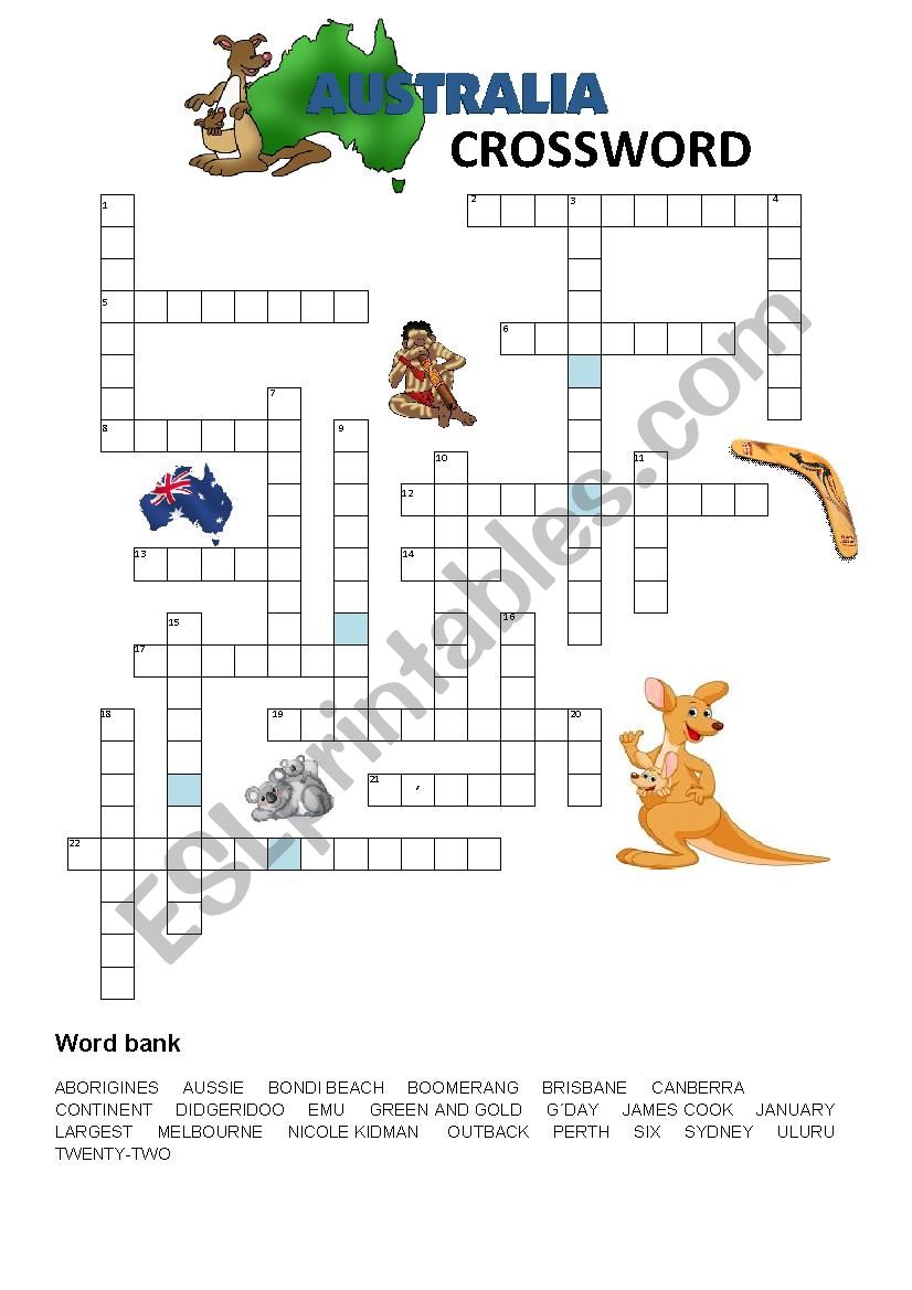 Australia Crossword worksheet