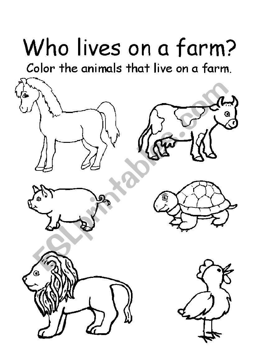 farm animals worksheet