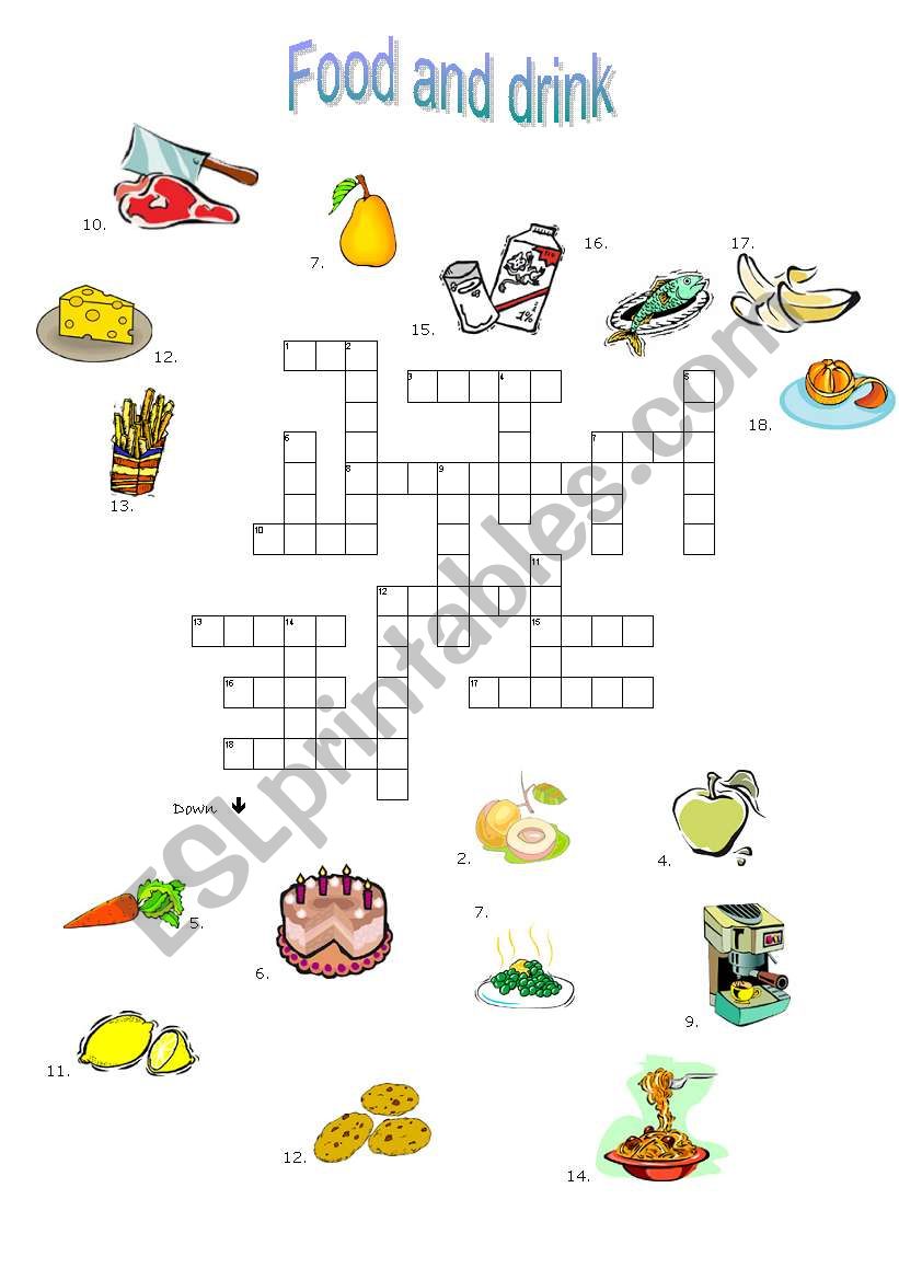 food and drink xwords worksheet