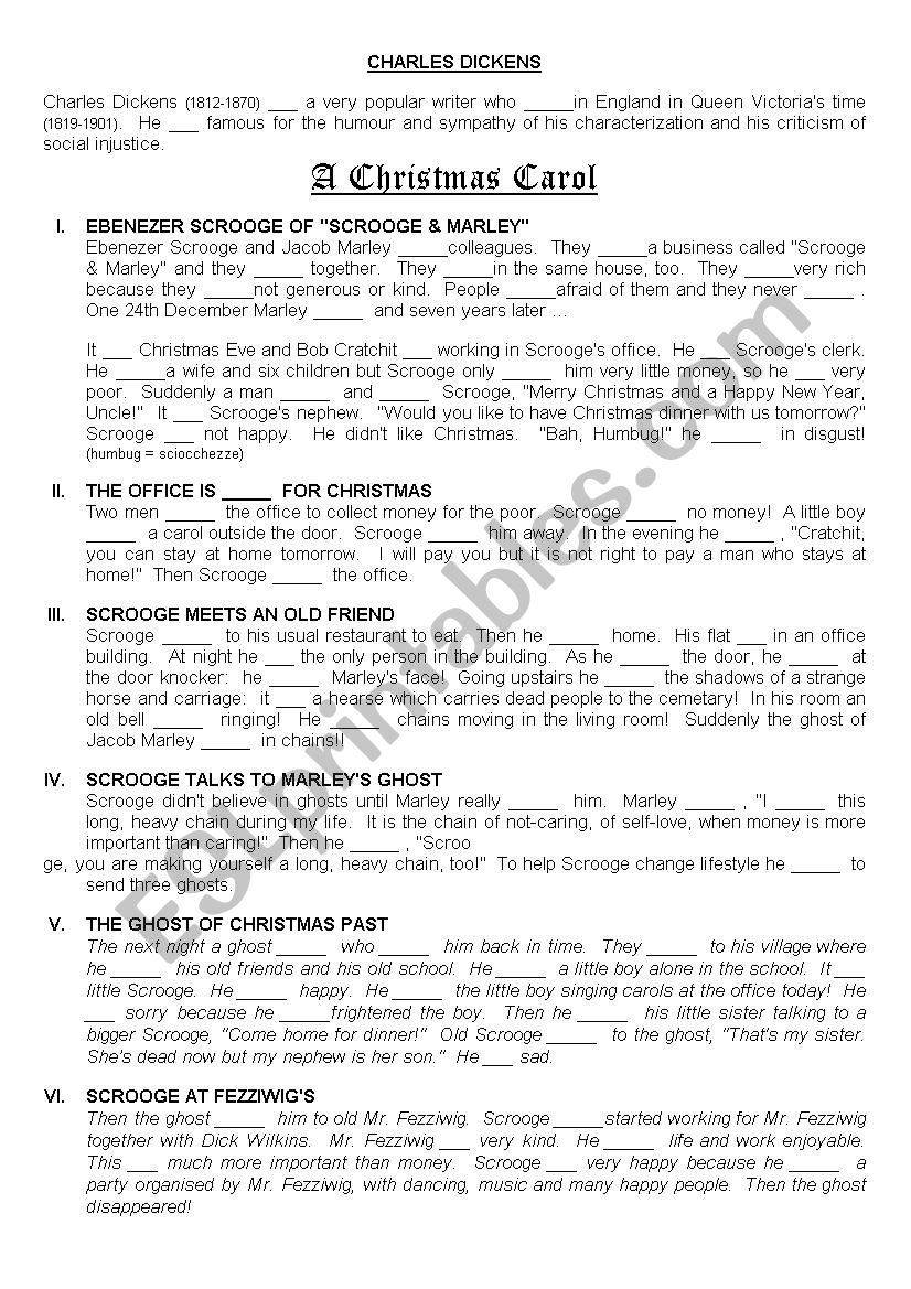 A Christmas Carol - FILL IN worksheet