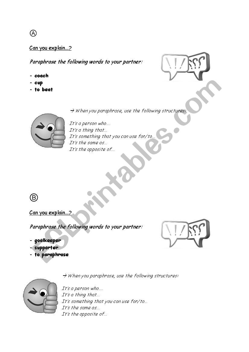 Paraphrasing exercise (partner work)