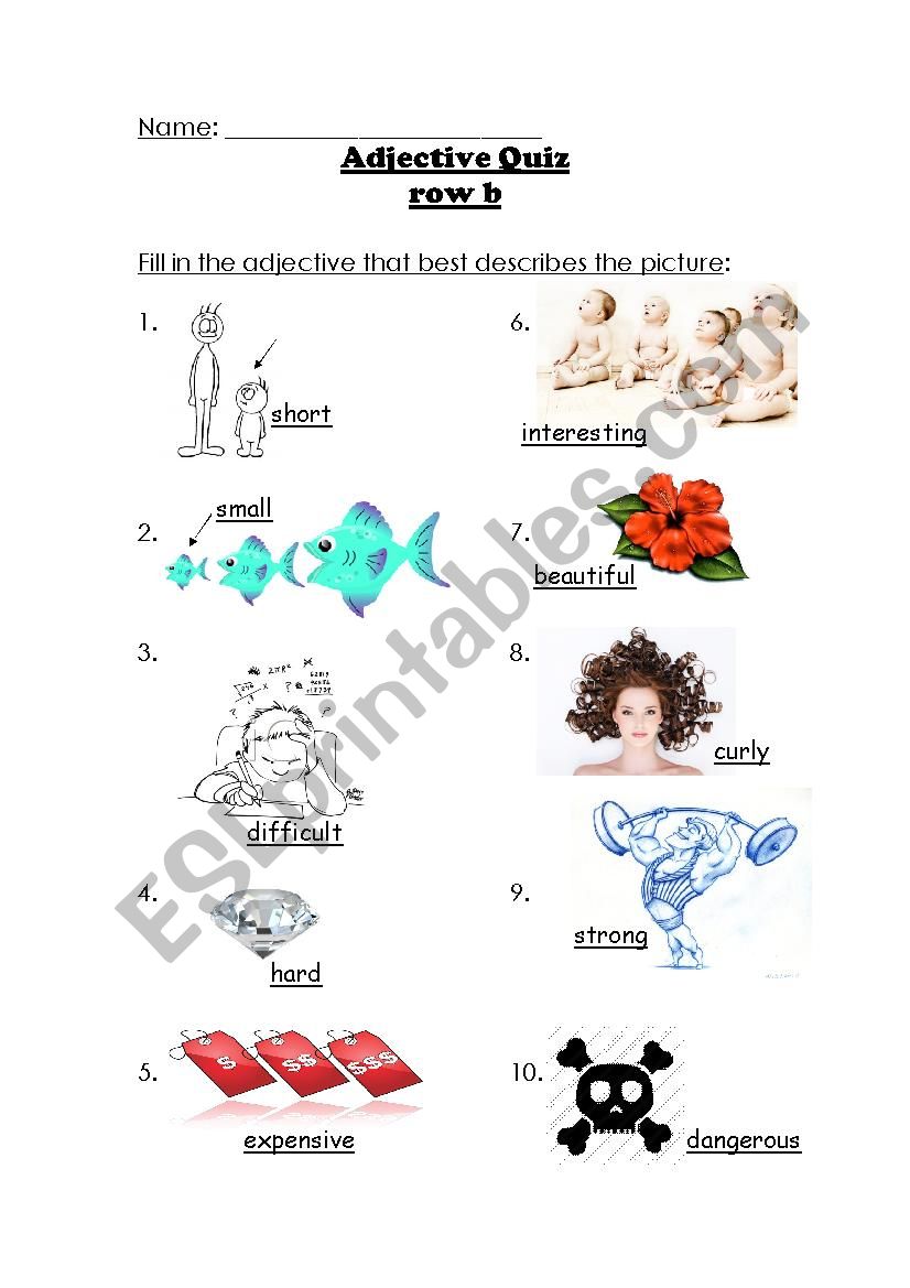 Adjective Quiz - AK  worksheet