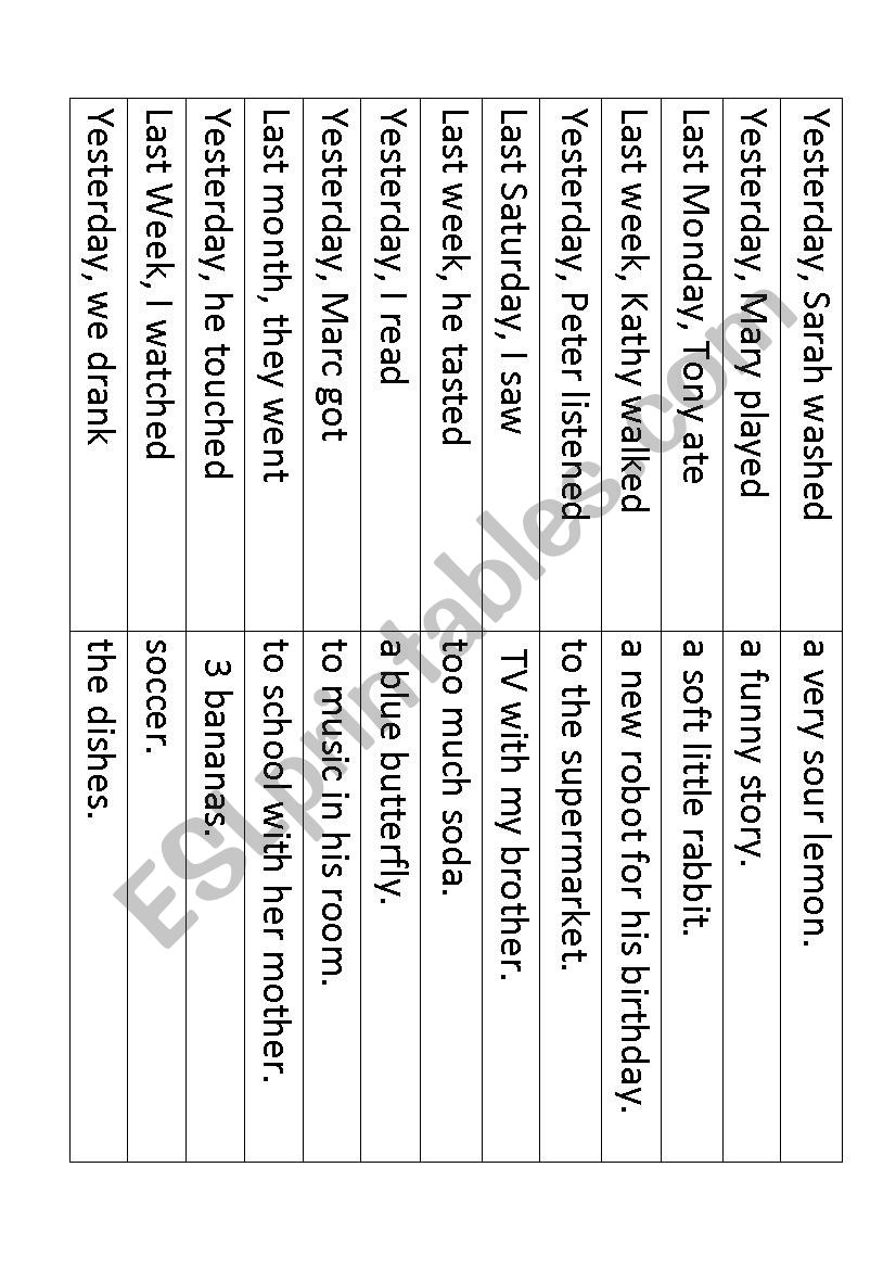 Past Tense practice - match sentence halves