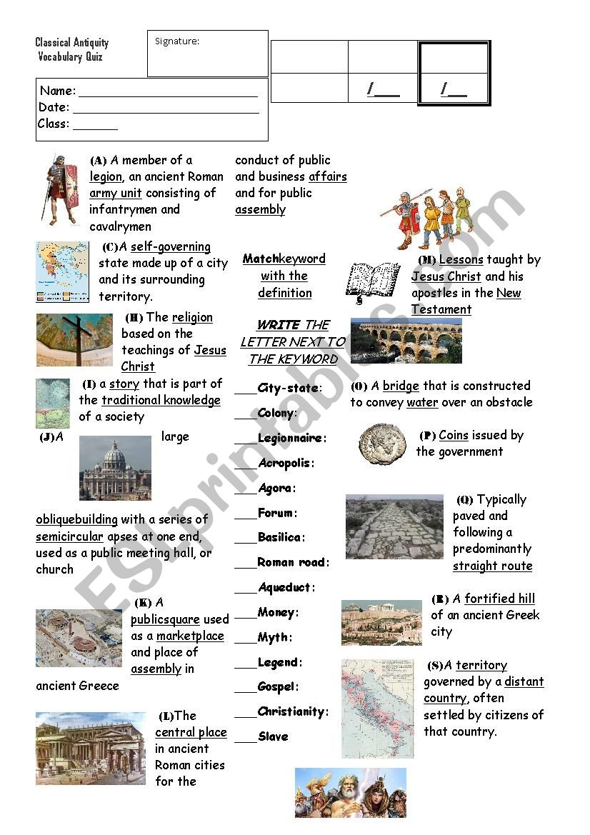 History: Classical Antiquity worksheet