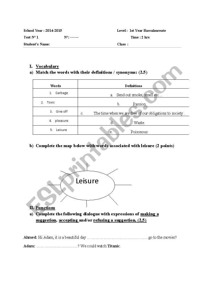 TEST worksheet