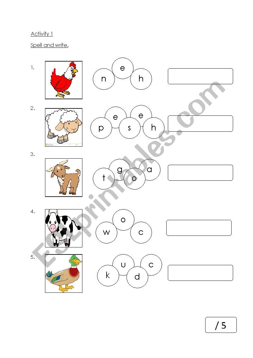 Farm Animals worksheet