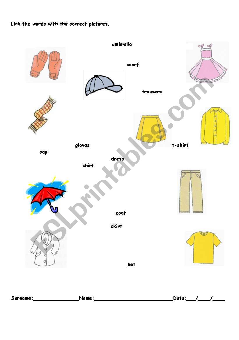 worksheet about clothes worksheet
