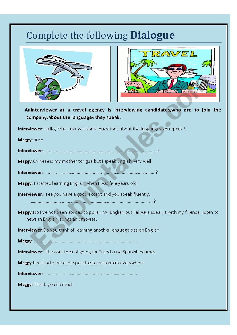 Dialogue  worksheet