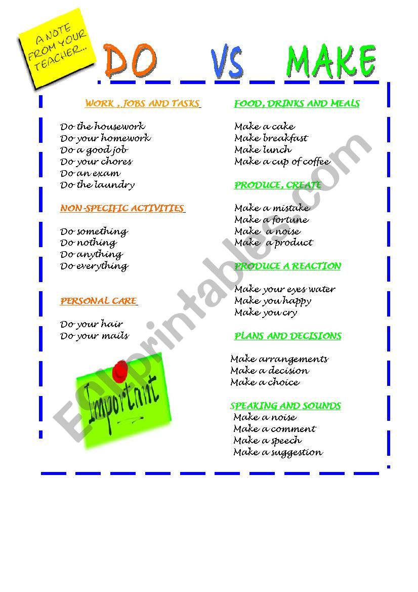 DO VS MAKE  worksheet