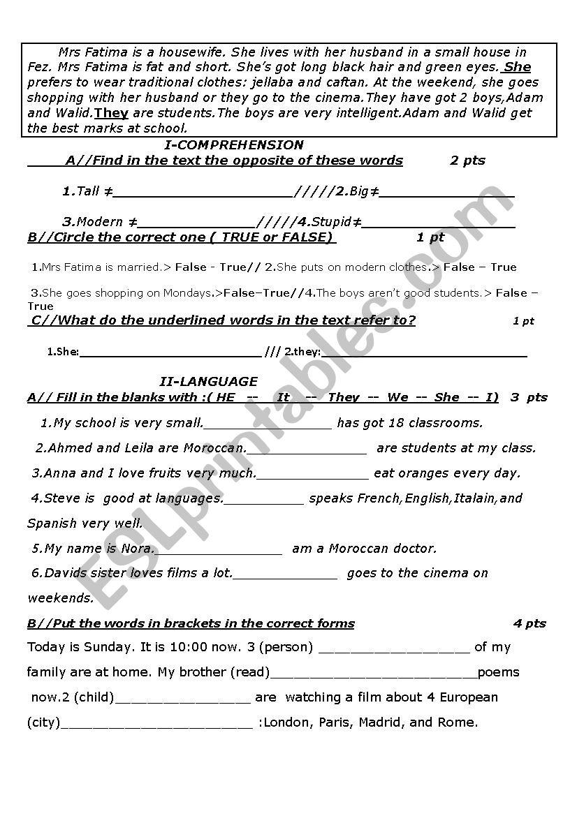 TEST FOR ELEMENTARY ( common core )