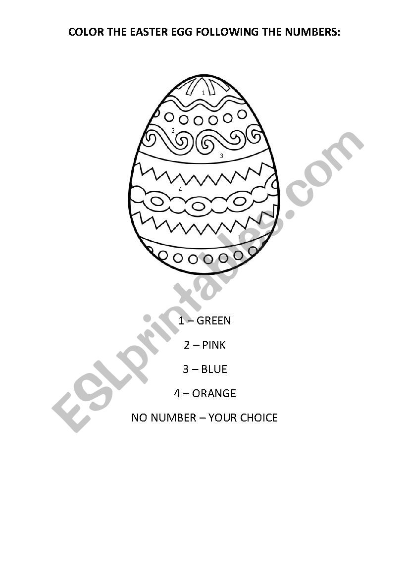 Coloring a Easter Egg worksheet