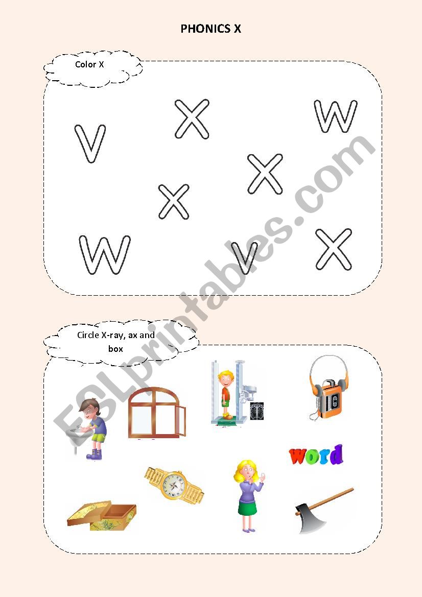 Phonics X worksheet