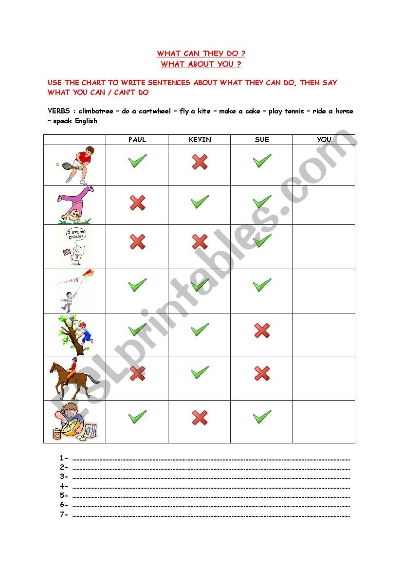 WHAT CAN THEY DO worksheet