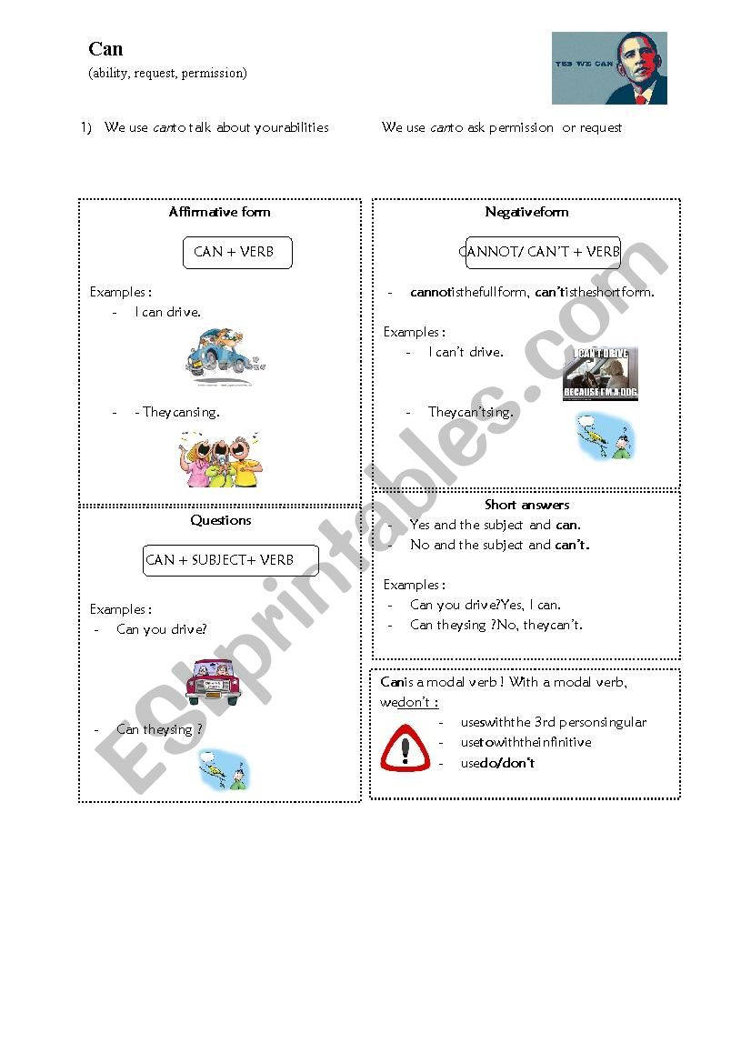 Can Grammar worksheet