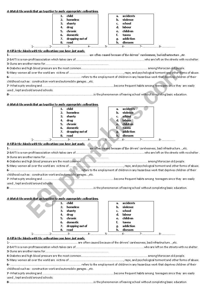 Social Problems worksheet