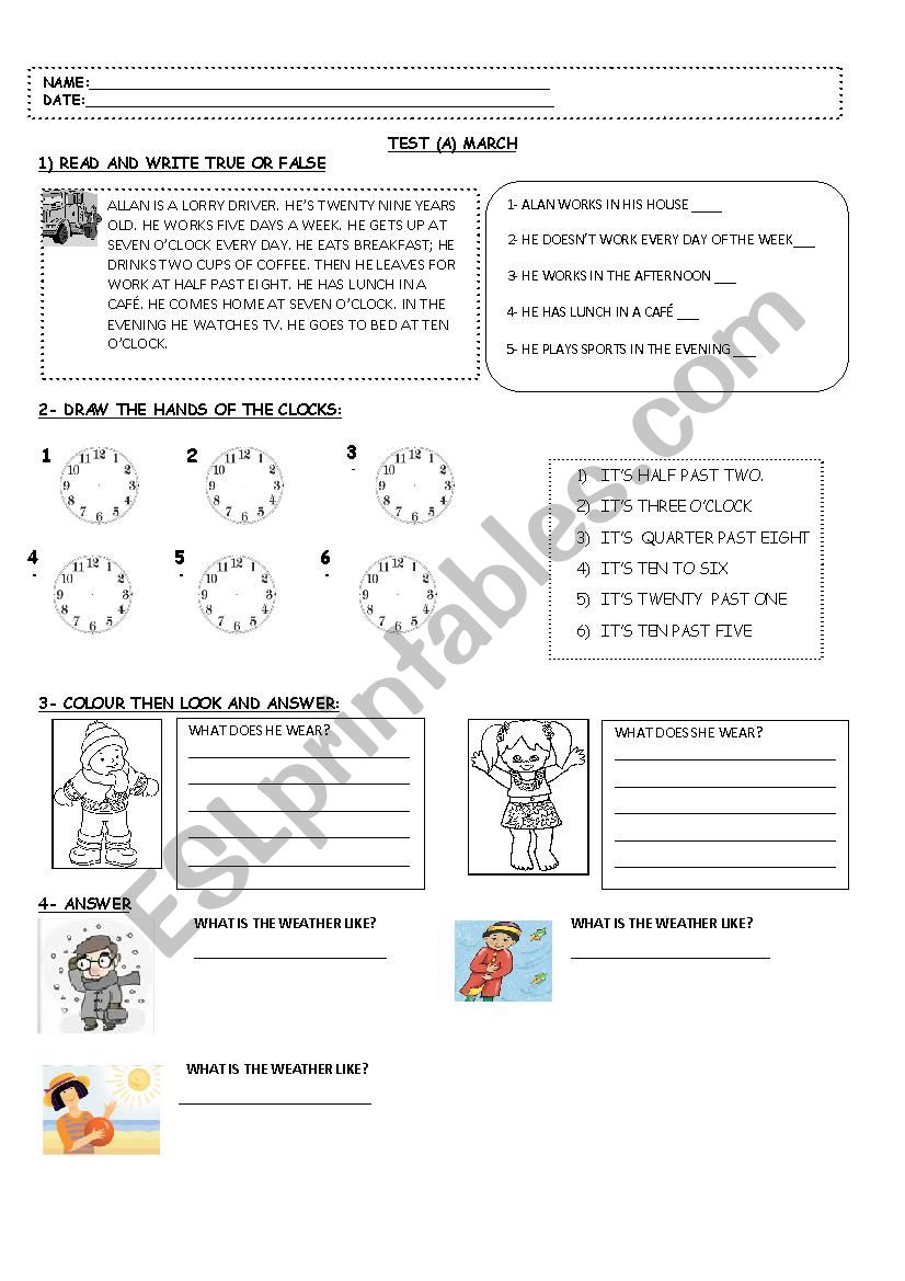 Test Elementary (Backpack 3) worksheet