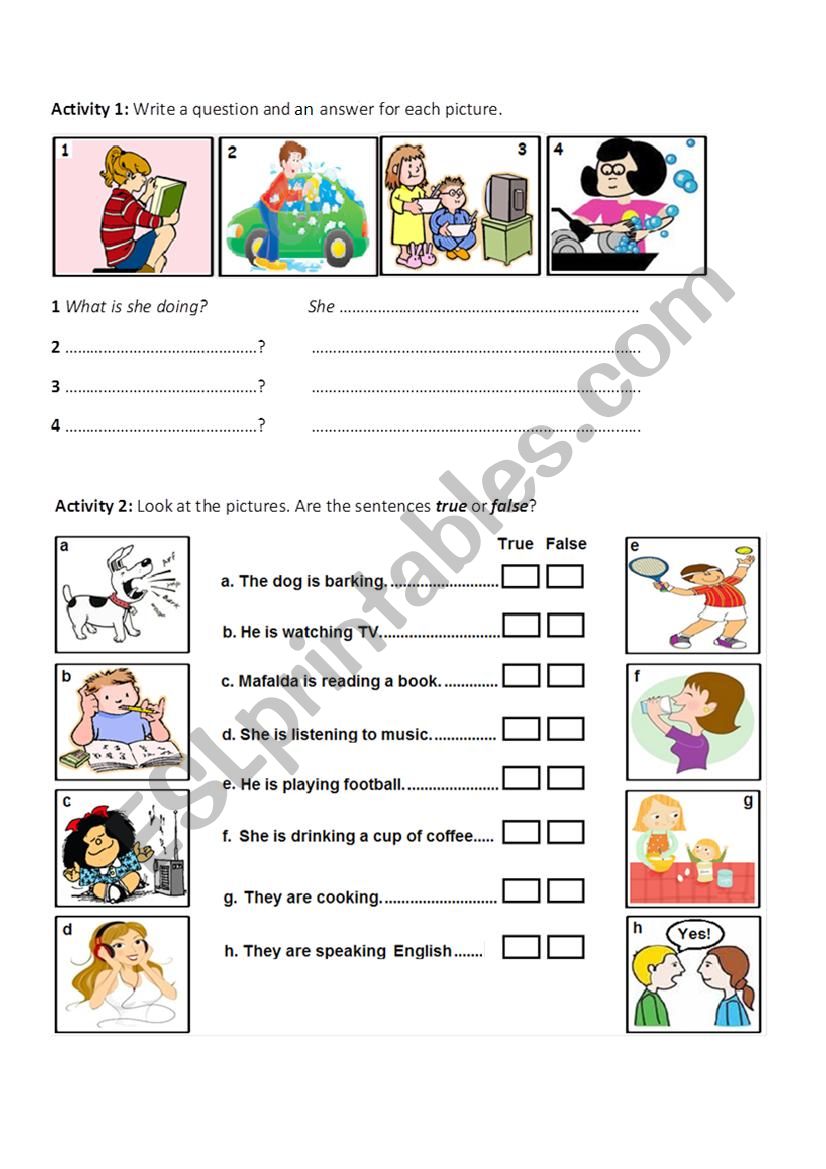 Present Continuous worksheet