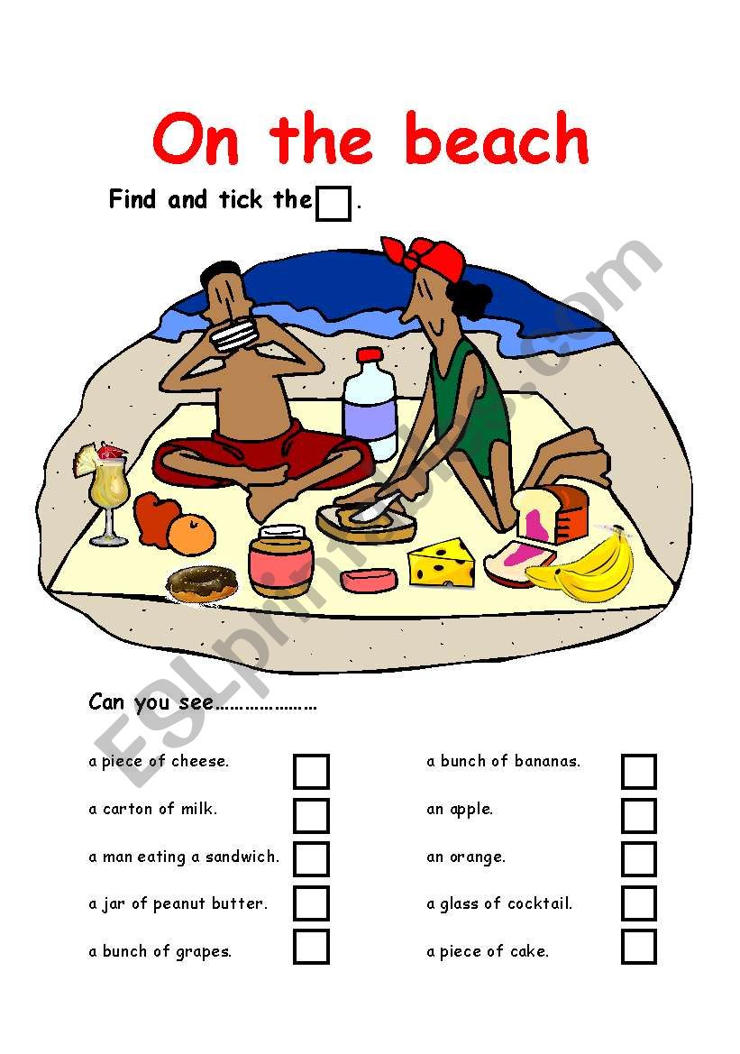 On the beach  worksheet