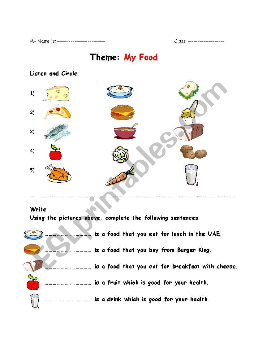 Food Quiz worksheet