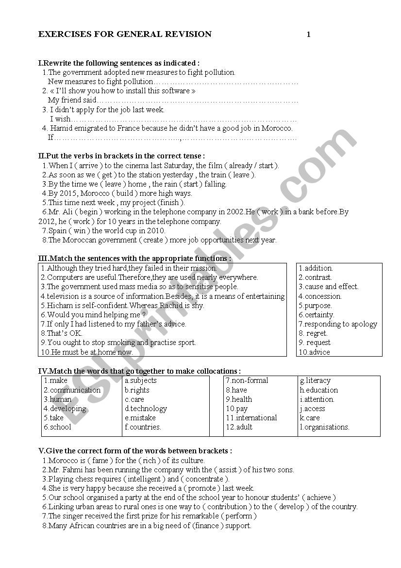 Grammar Exercises worksheet