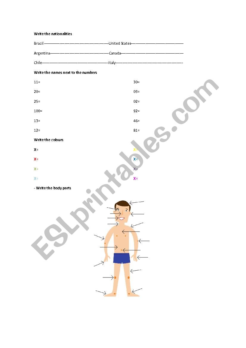 Subjects and food worksheet