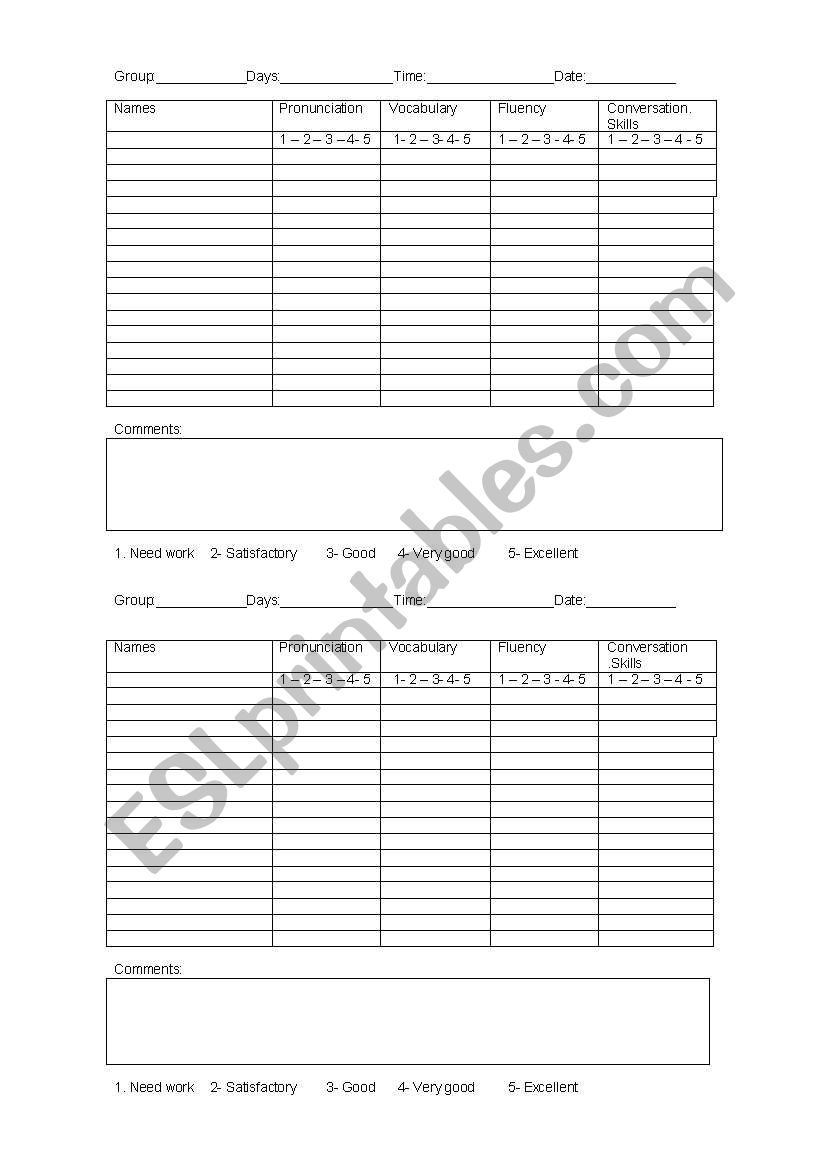 Valuation worksheet