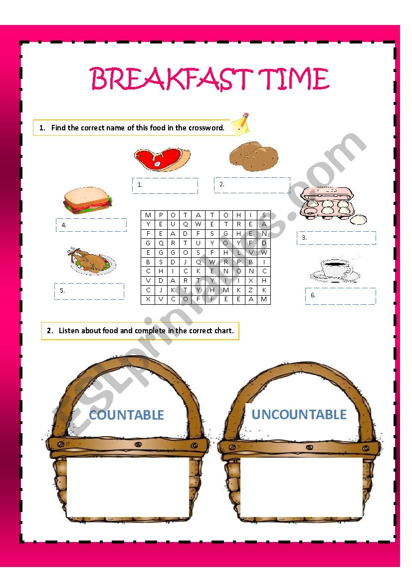 Food worksheet