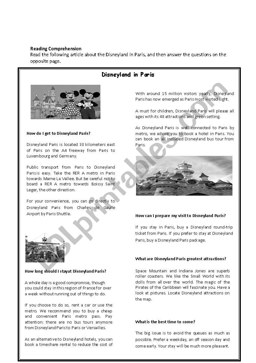 Reading Comprehension worksheet