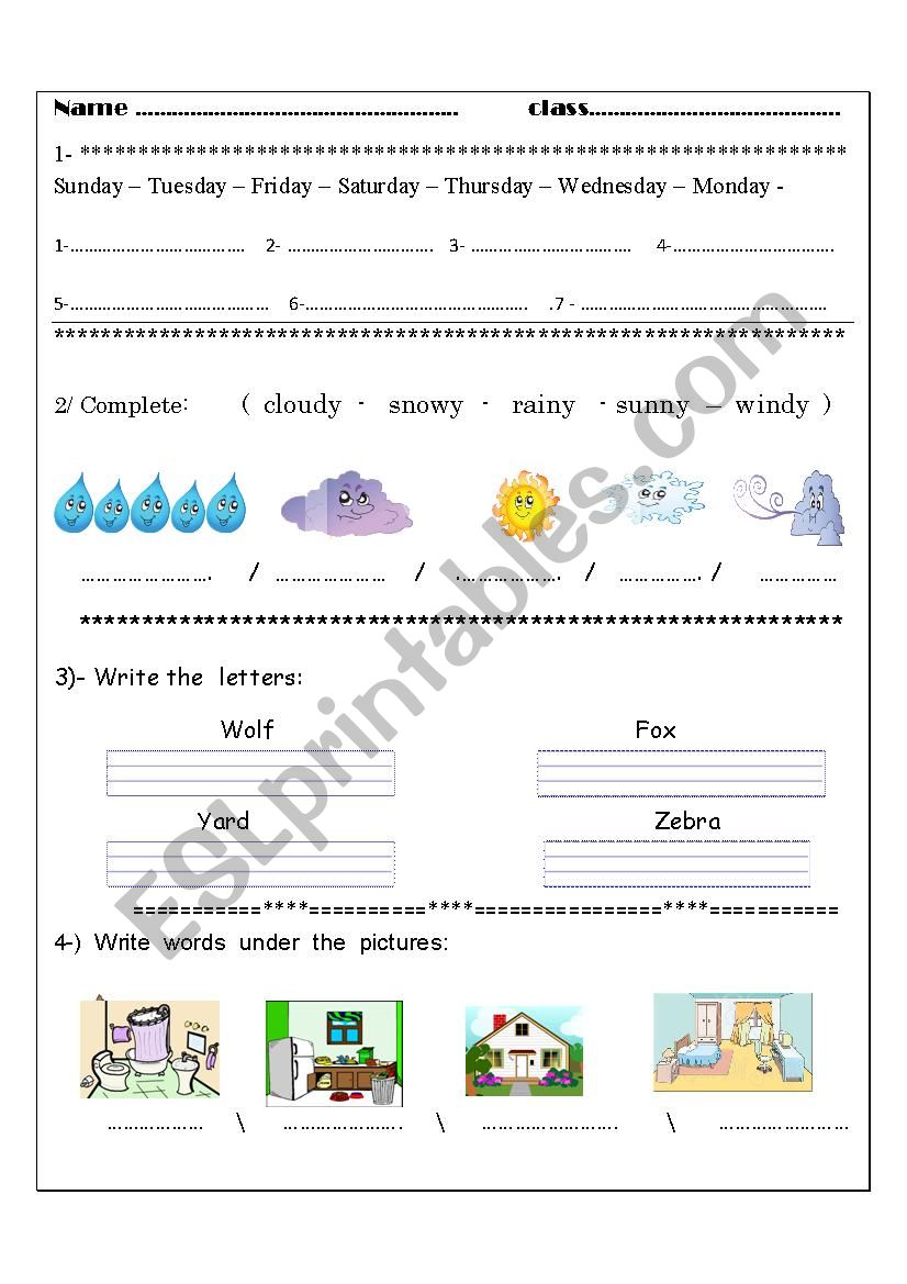 weather worksheet