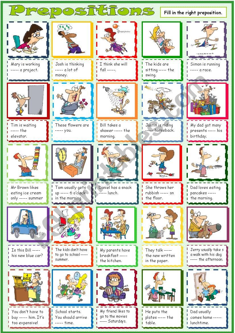 Prepositions worksheet