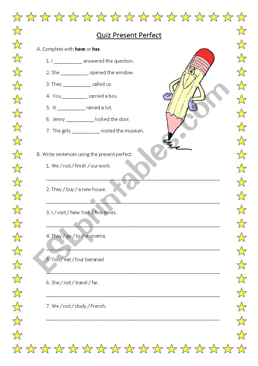 Present Perfect worksheet