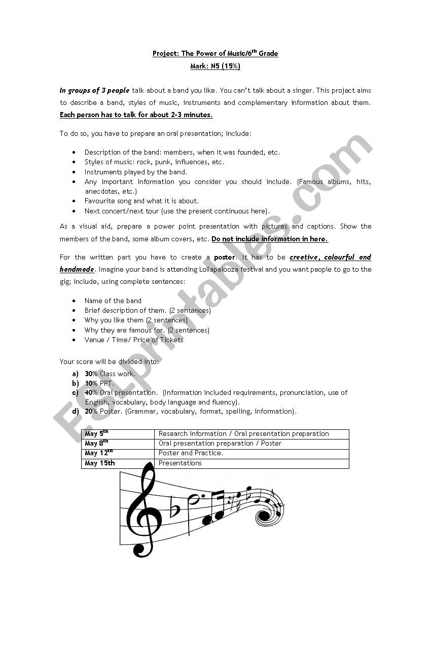 Music worksheet