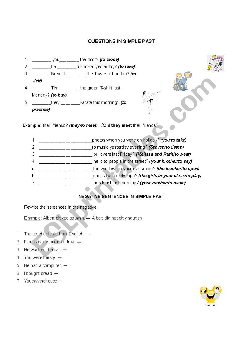 Questions and negative statements in simple past