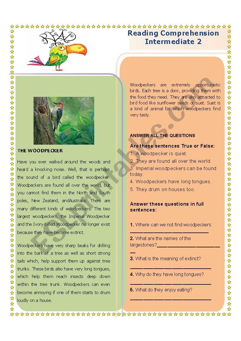 The Woodpecker worksheet