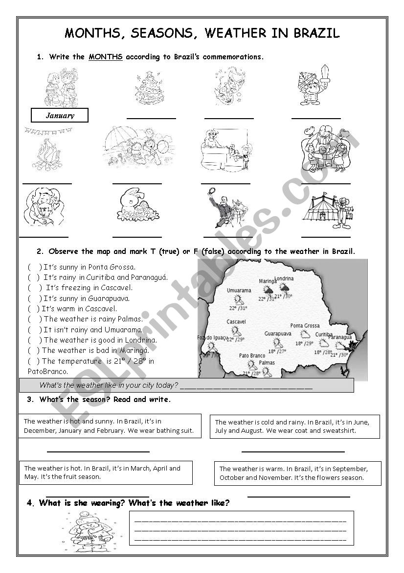Months, seasons, weather in Brazil
