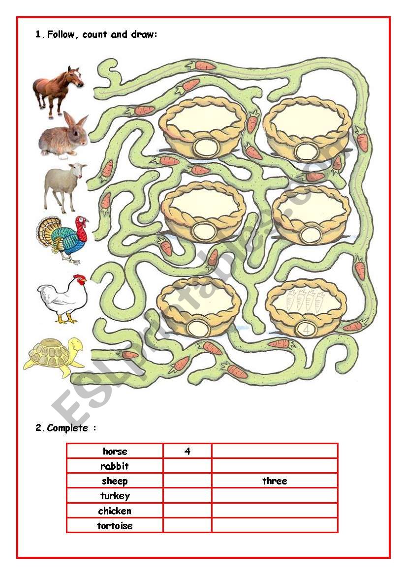 Follow and count worksheet