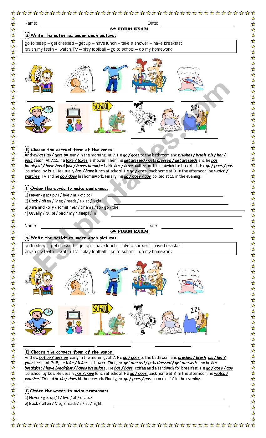 Simple Present and Routines worksheet