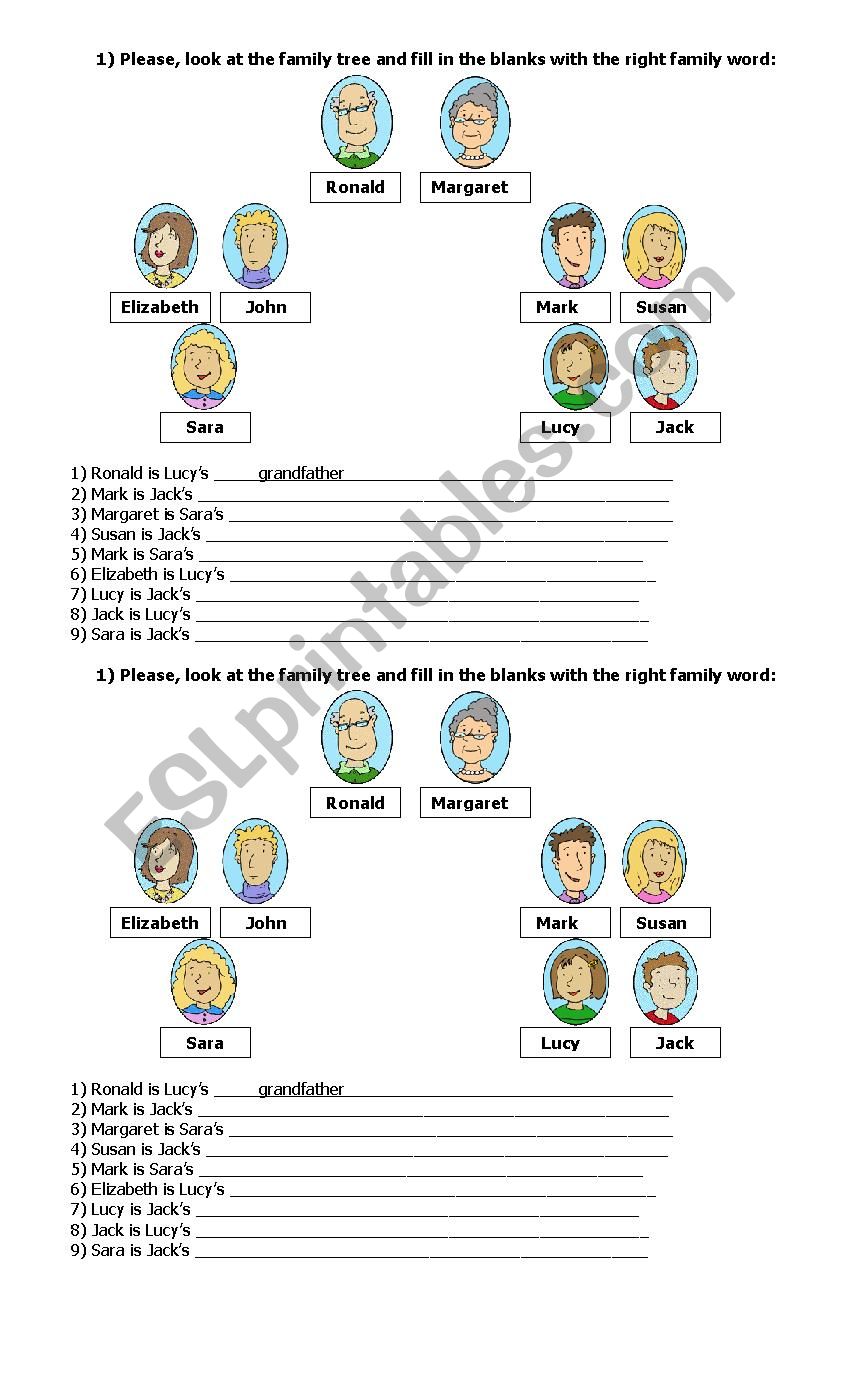 Family tree worksheet