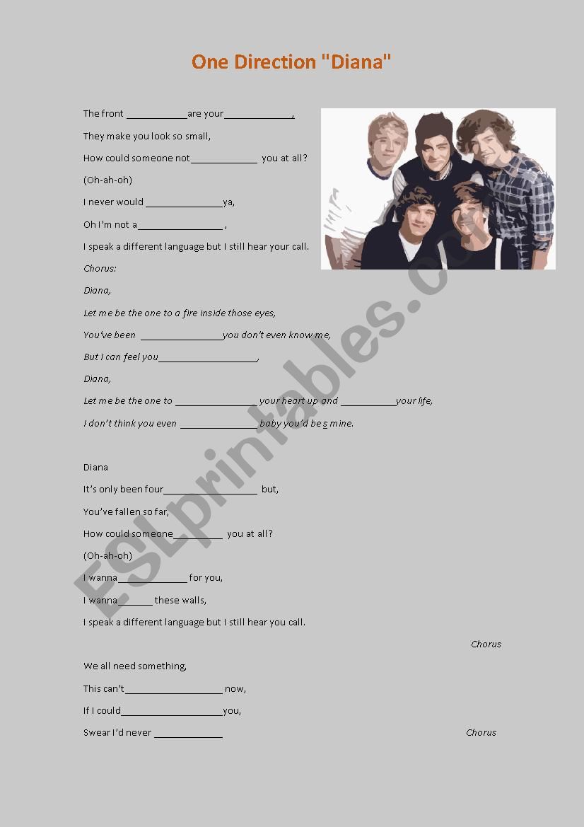 DIANA- ONE DIRECTION worksheet