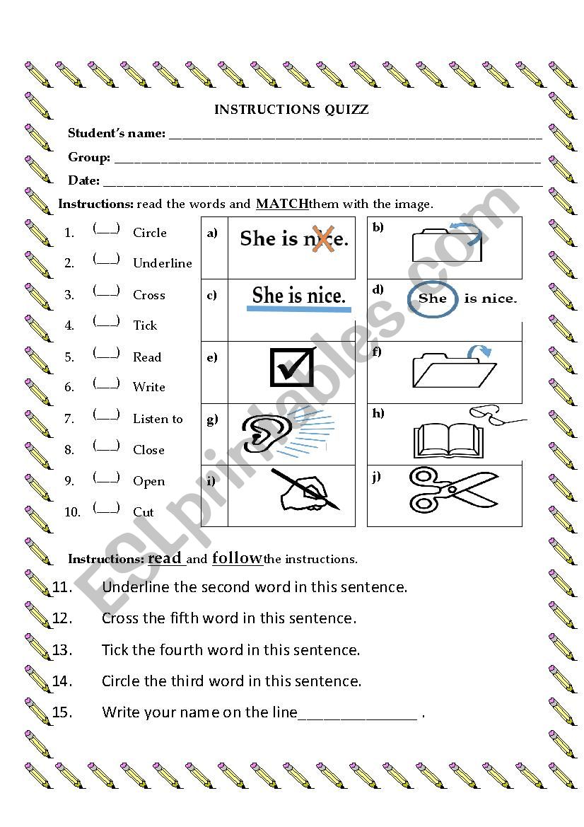 Instructions  worksheet