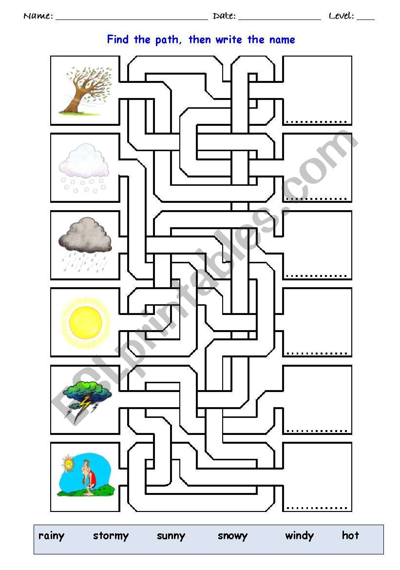 The weather Maze worksheet