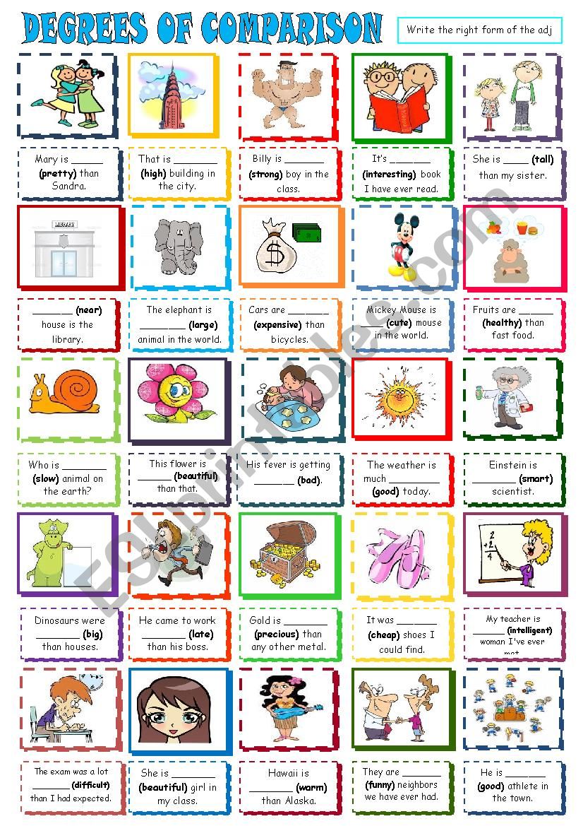 DEGREES OF COMPARISON  worksheet