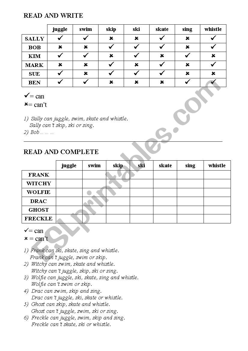 Can or cant worksheet