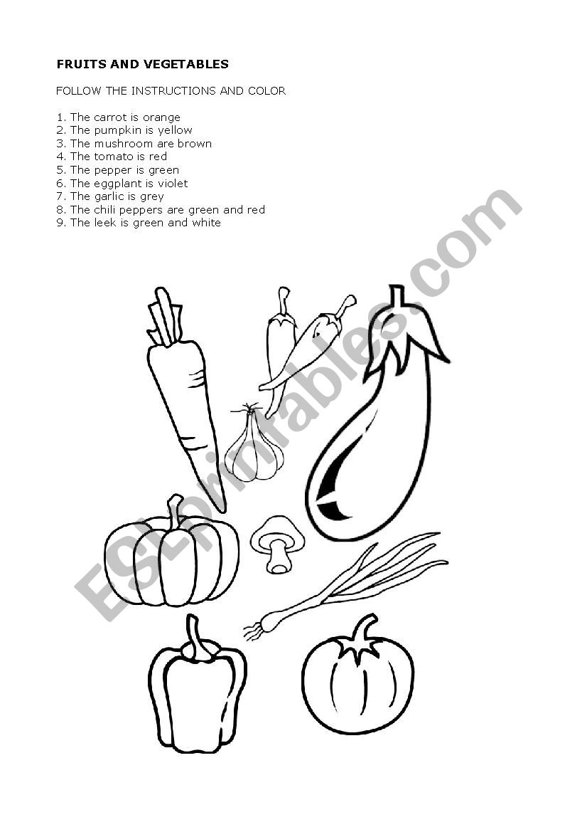 Color Vegetables worksheet