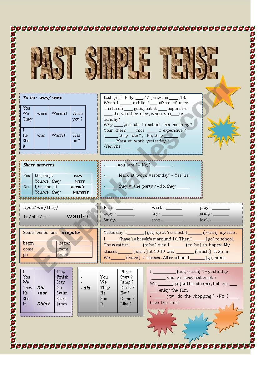 PAST  SIMPLE  TENSE worksheet